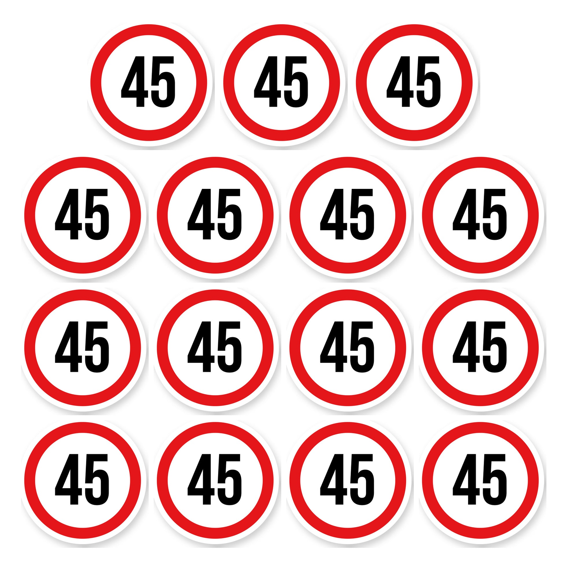 Max snelheid 45 sticker 5 cm | 15 stuks | Weersbestendig vinyl - set van 15 stickers