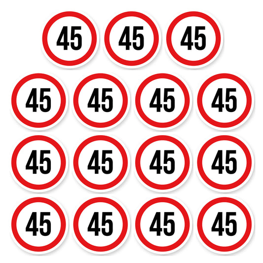 Max snelheid 45 sticker 5 cm | 15 stuks | Weersbestendig vinyl - set van 15 stickers