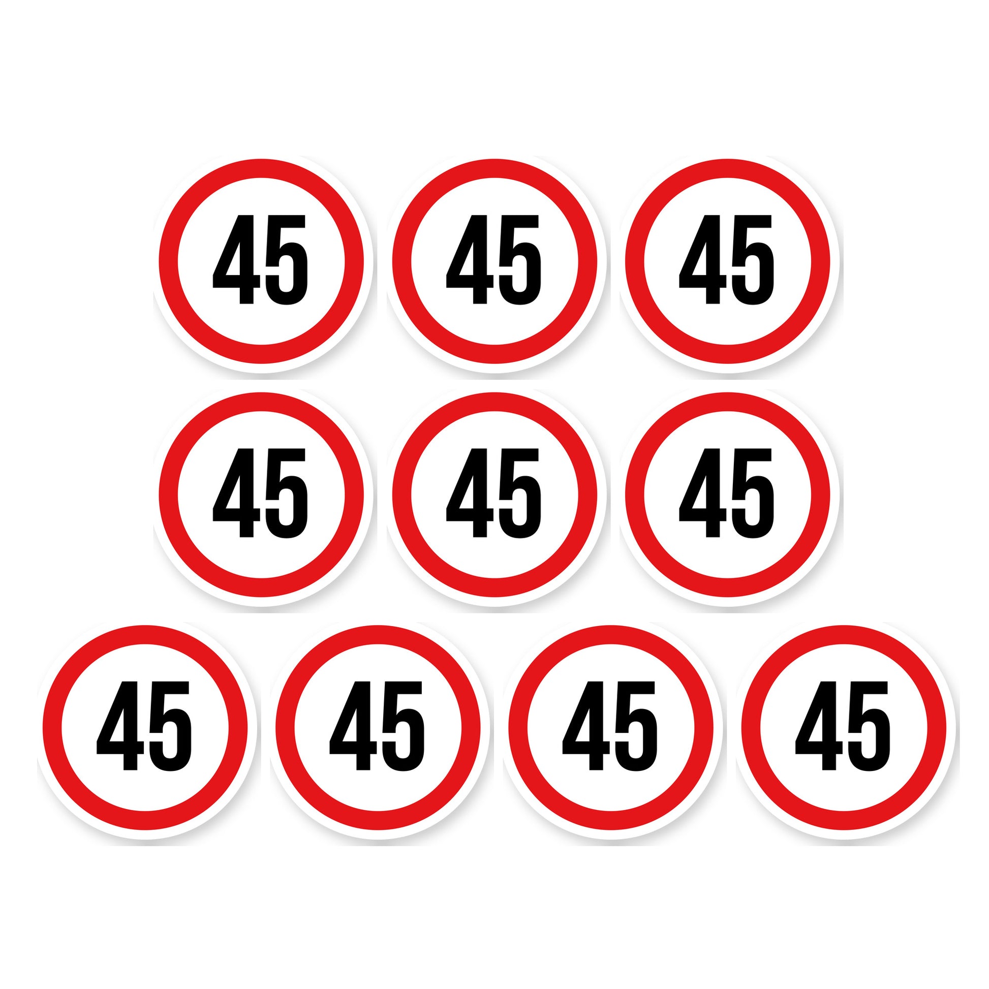 Max snelheid 45 sticker 10 cm | 10 stuks | Weersbestendig vinyl - set van 10 stickers
