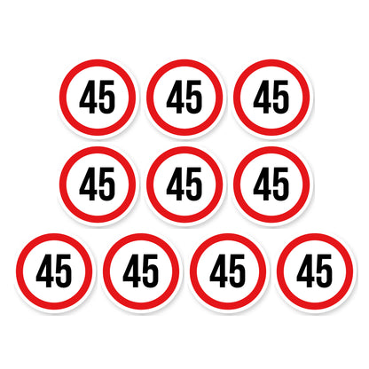 Max snelheid 45 sticker 10 cm | 10 stuks | Weersbestendig vinyl - set van 10 stickers