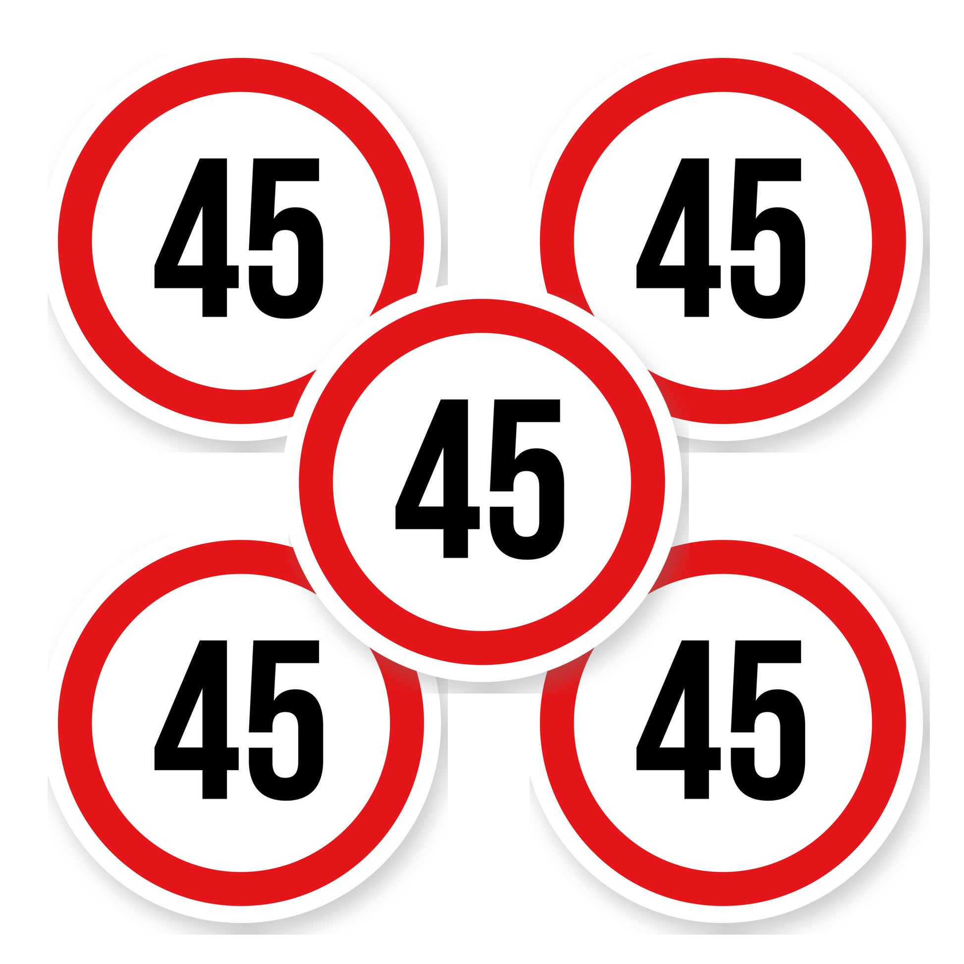 Max snelheid 45 sticker 15 cm | 5 stuks | Weersbestendig vinyl - set van 5 stickers