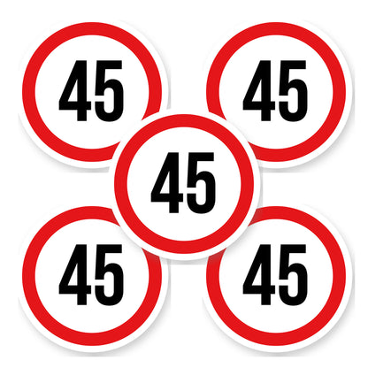Max snelheid 45 sticker 15 cm | 5 stuks | Weersbestendig vinyl - set van 5 stickers
