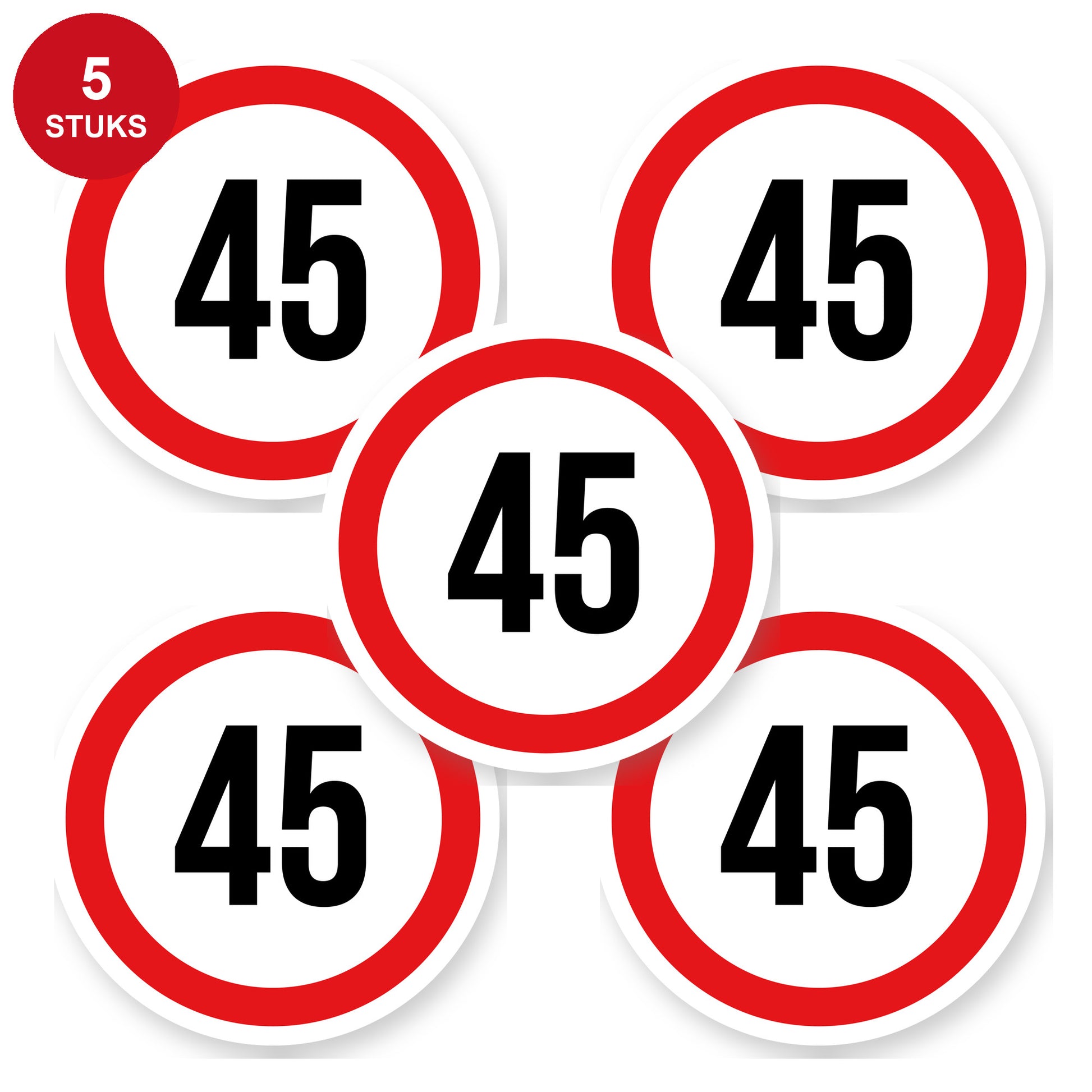 Max snelheid 45 sticker 20 cm | 5 stuks | Weersbestendig vinyl - 5 stuks