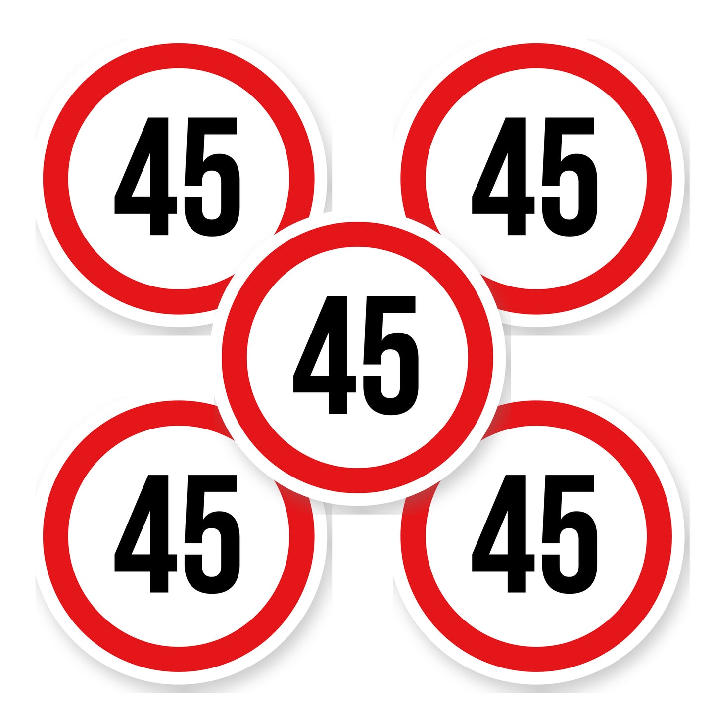 Max snelheid 45 sticker 20 cm | 5 stuks | Weersbestendig vinyl - set van 5 stickers
