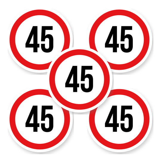 Max snelheid 45 sticker 20 cm | 5 stuks | Weersbestendig vinyl - set van 5 stickers
