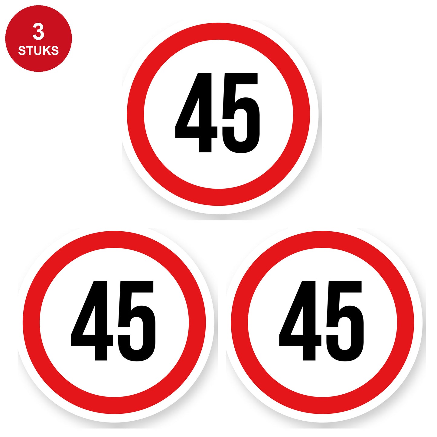 Max snelheid 45 sticker 25 cm | 3 stuks | Weersbestendig vinyl - 3 stuks
