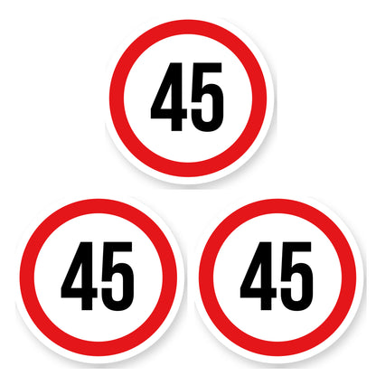 Max snelheid 45 sticker 25 cm | 3 stuks | Weersbestendig vinyl - set van 3 stickers