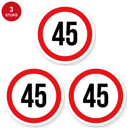 Max snelheid 45 sticker 30 cm | 3 stuks | Weersbestendig vinyl - 3 stuks