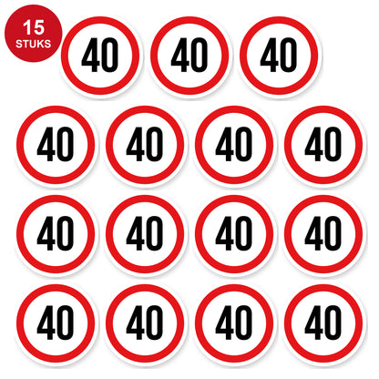 Max snelheid 40 sticker 5 cm | 15 stuks | Weersbestendig vinyl - 15 stuks
