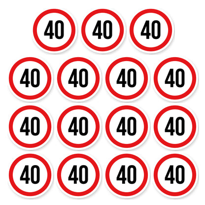 Max snelheid 40 sticker 5 cm | 15 stuks | Weersbestendig vinyl - set van 15 stickers