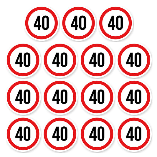 Max snelheid 40 sticker 5 cm | 15 stuks | Weersbestendig vinyl - set van 15 stickers