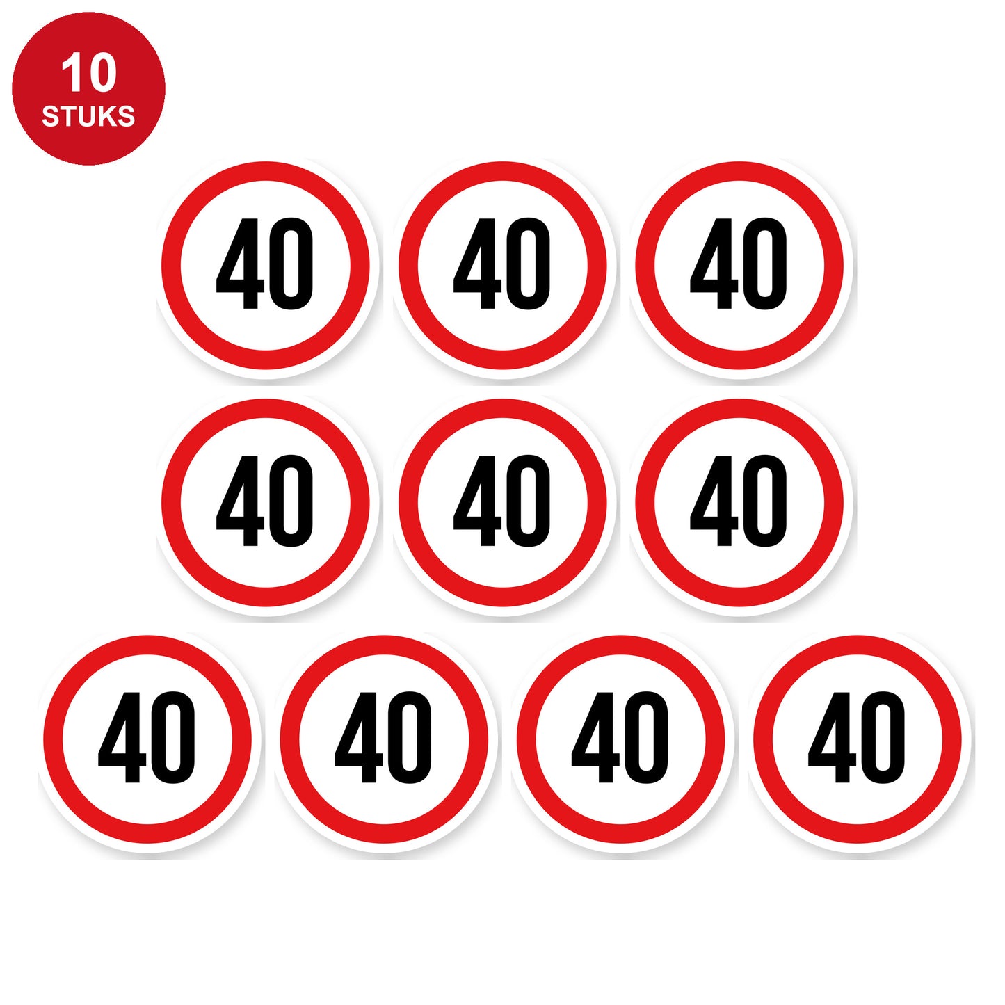 Max snelheid 40 sticker 10 cm | 10 stuks | Weersbestendig vinyl - 10 stuks