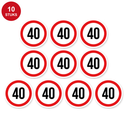 Max snelheid 40 sticker 10 cm | 10 stuks | Weersbestendig vinyl - 10 stuks