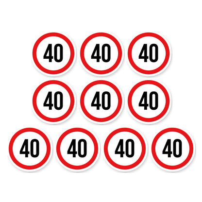 Max snelheid 40 sticker 10 cm | 10 stuks | Weersbestendig vinyl - set van 10 stickers