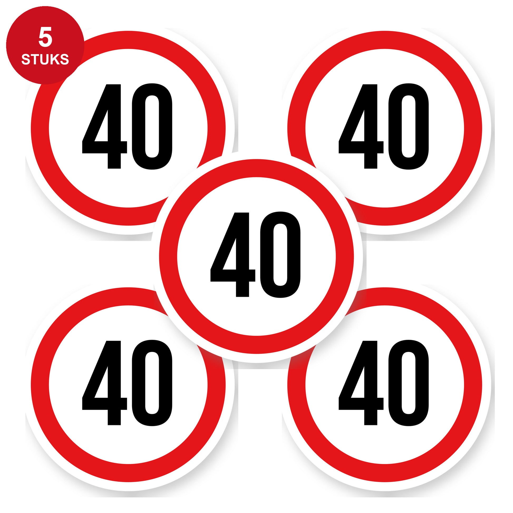 Max snelheid 40 sticker 20 cm | 5 stuks | Weersbestendig vinyl - 5 stuks