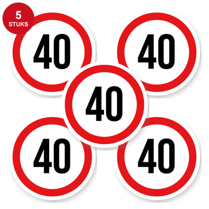 Max snelheid 40 sticker 20 cm | 5 stuks | Weersbestendig vinyl - 5 stuks