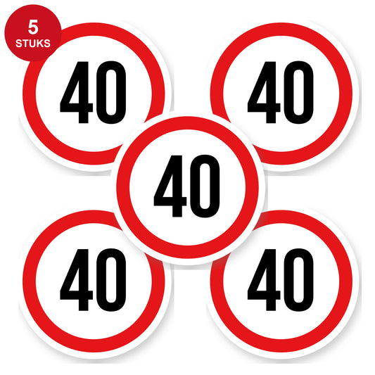 Max snelheid 40 sticker 20 cm | 5 stuks | Weersbestendig vinyl - 5 stuks