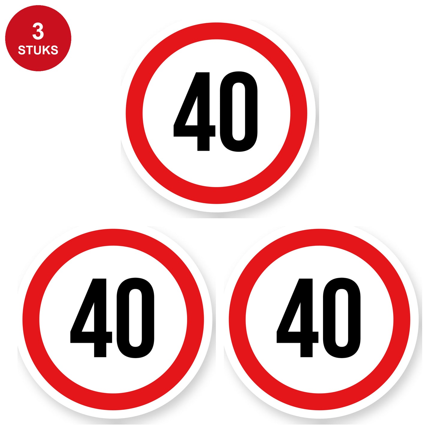 Max snelheid 40 sticker 25 cm | 3 stuks | Weersbestendig vinyl - 3 stuks
