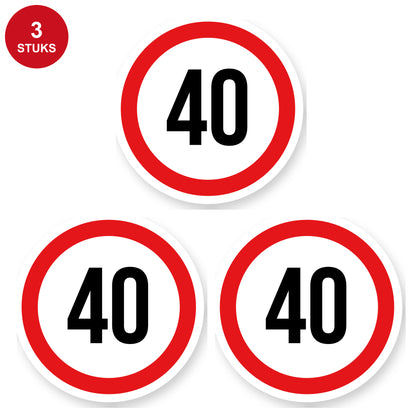 Max snelheid 40 sticker 25 cm | 3 stuks | Weersbestendig vinyl - 3 stuks