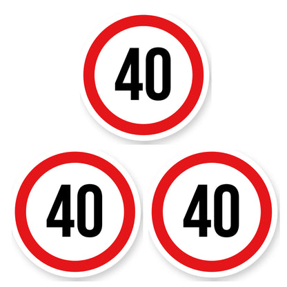 Max snelheid 40 sticker 25 cm | 3 stuks | Weersbestendig vinyl - set van 3 stickers