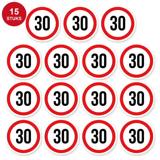 Max snelheid 30 sticker 5 cm | 15 stuks | Weersbestendig vinyl - 15 stuks