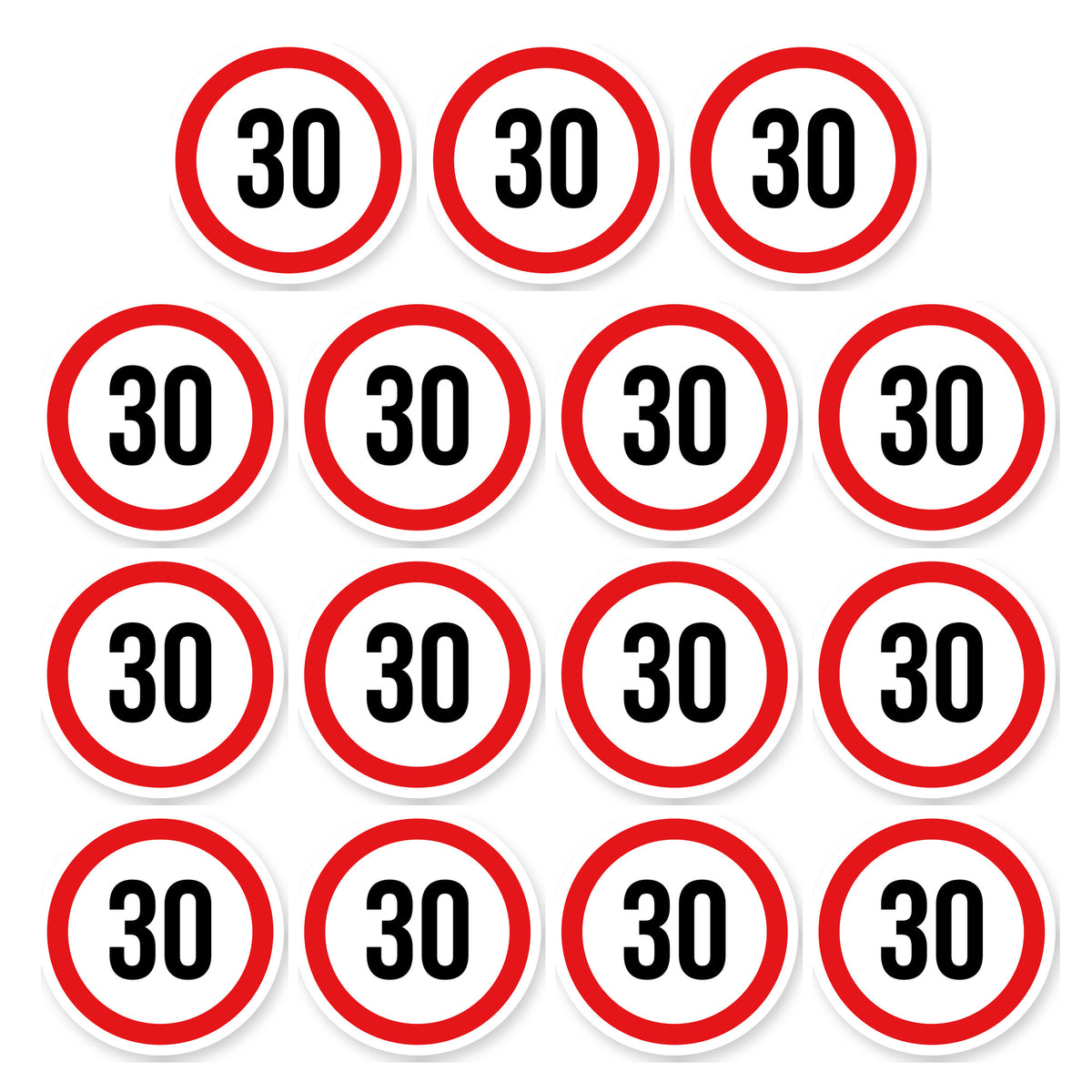 Max snelheid 30 sticker 5 cm | 15 stuks | Weersbestendig vinyl - set van 15 stickers