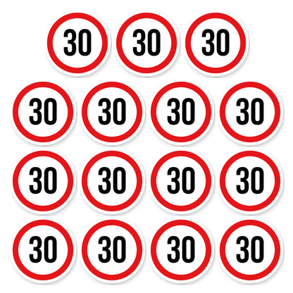 Max snelheid 30 sticker 5 cm | 15 stuks | Weersbestendig vinyl - set van 15 stickers