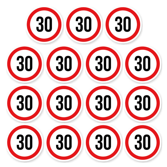 Max snelheid 30 sticker 5 cm | 15 stuks | Weersbestendig vinyl - set van 15 stickers
