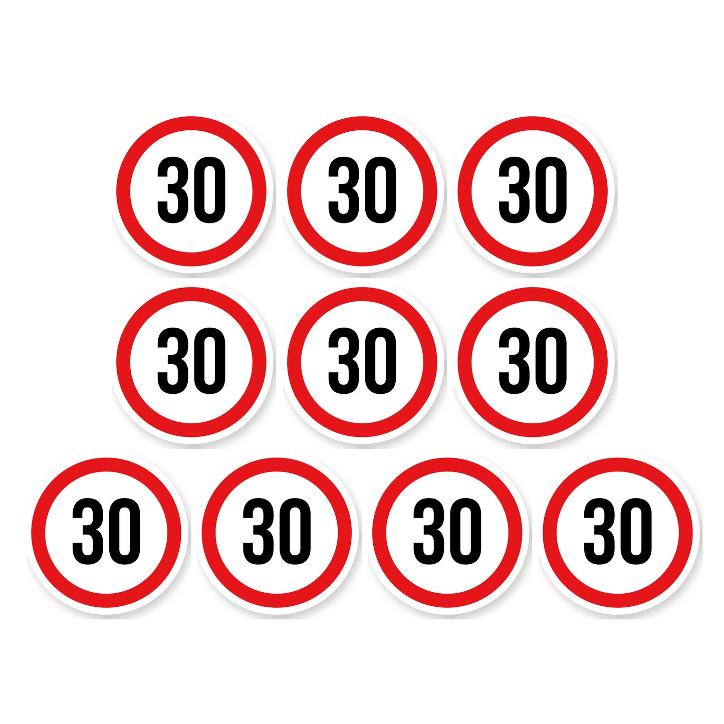Max snelheid 30 sticker 10 cm | 10 stuks | Weersbestendig vinyl - set van 10 stickers