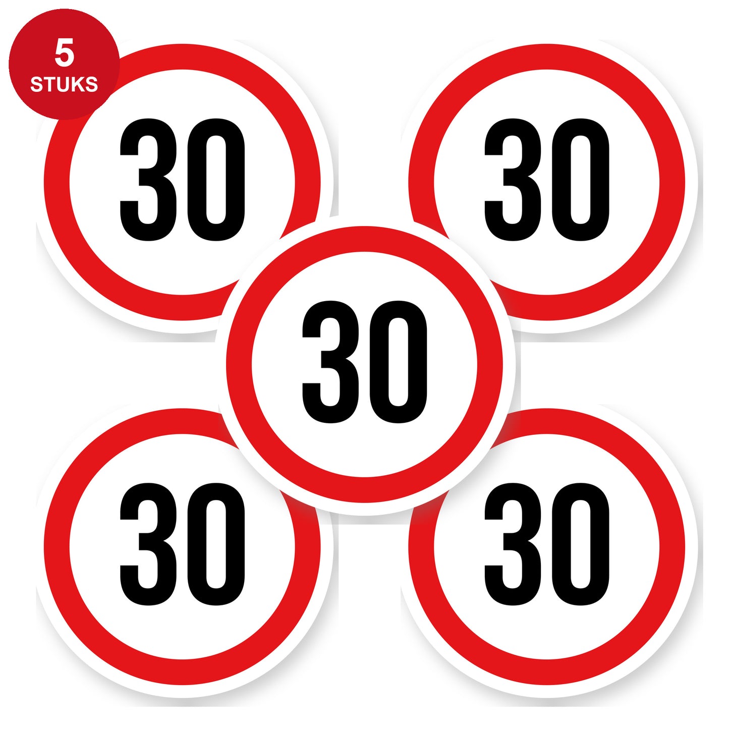 Max snelheid 30 sticker 15 cm | 5 stuks | Weersbestendig vinyl - 5 stuks