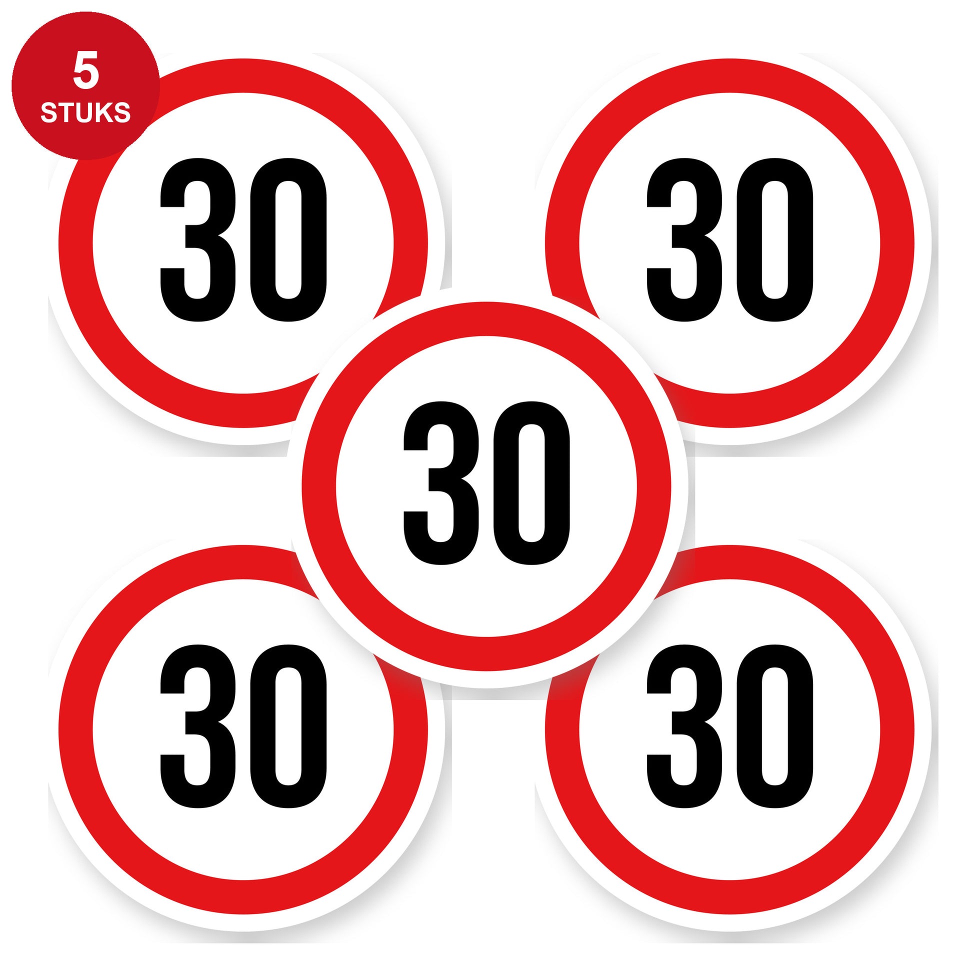 Max snelheid 30 sticker 15 cm | 5 stuks | Weersbestendig vinyl - 5 stuks