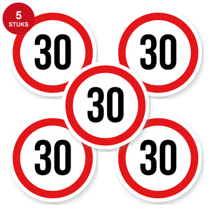 Max snelheid 30 sticker 15 cm | 5 stuks | Weersbestendig vinyl - 5 stuks