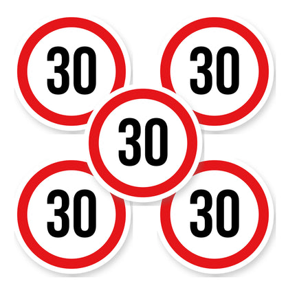 Max snelheid 30 sticker 15 cm | 5 stuks | Weersbestendig vinyl - set van 5 stickers
