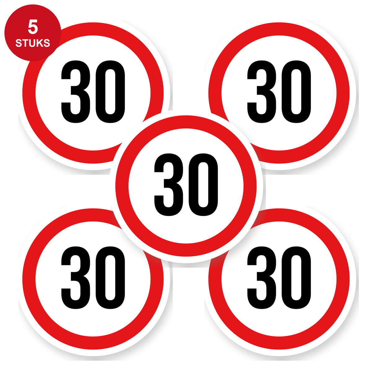 Max snelheid 30 sticker 20 cm | 5 stuks | Weersbestendig vinyl - 5 stuks