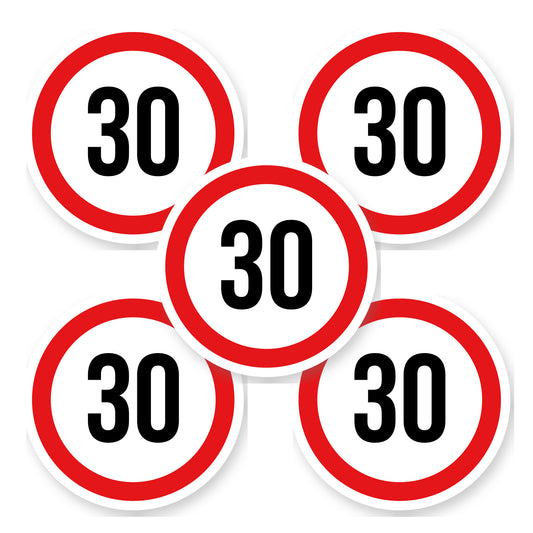Max snelheid 30 sticker 20 cm | 5 stuks | Weersbestendig vinyl - set van 5 stickers