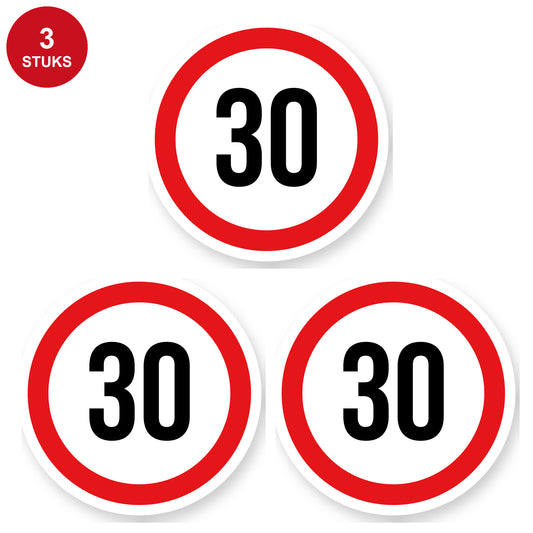 Max snelheid 30 sticker 25 cm | 3 stuks | Weersbestendig vinyl - 3 stuks