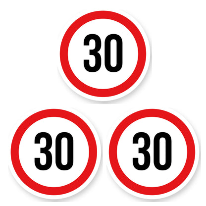 Max snelheid 30 sticker 30 cm | 3 stuks | Weersbestendig vinyl - set van 3 stickers