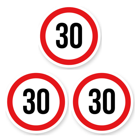 Max snelheid 30 sticker 30 cm | 3 stuks | Weersbestendig vinyl - set van 3 stickers