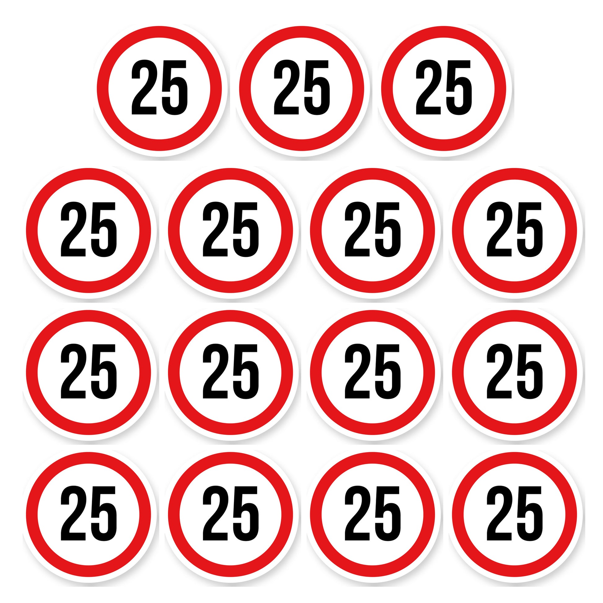 Max snelheid 25 sticker 5 cm | 15 stuks | Weersbestendig vinyl - set van 15 stickers