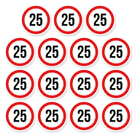 Max snelheid 25 sticker 5 cm | 15 stuks | Weersbestendig vinyl - set van 15 stickers