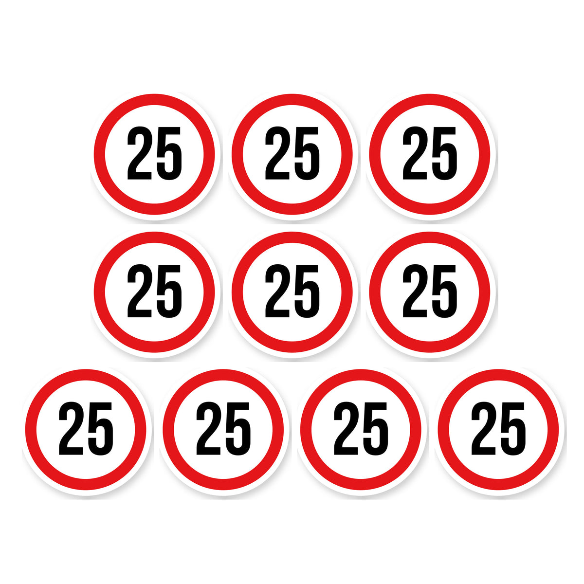 Max snelheid 25 sticker 10 cm | 10 stuks | Weersbestendig vinyl - set van 10 stickers