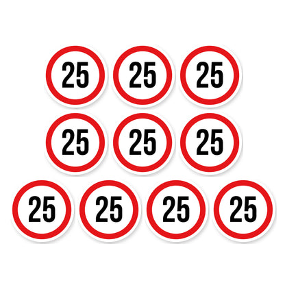Max snelheid 25 sticker 10 cm | 10 stuks | Weersbestendig vinyl - set van 10 stickers