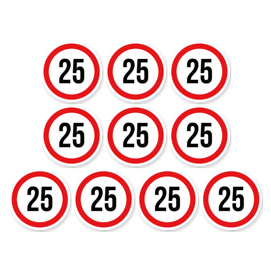Max snelheid 25 sticker 10 cm | 10 stuks | Weersbestendig vinyl - set van 10 stickers