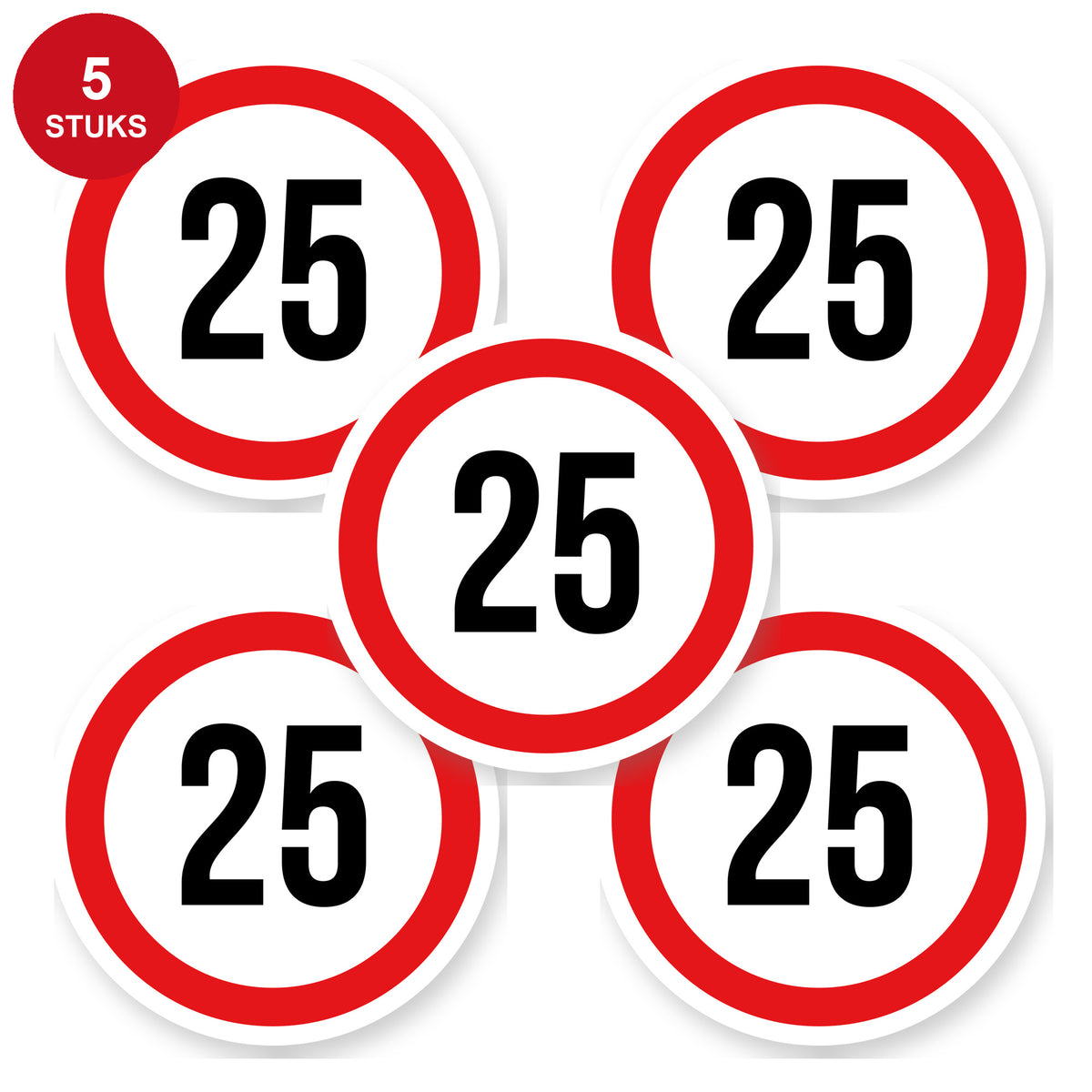 Max snelheid 25 sticker 20 cm | 5 stuks | Weersbestendig vinyl - 5 stuks