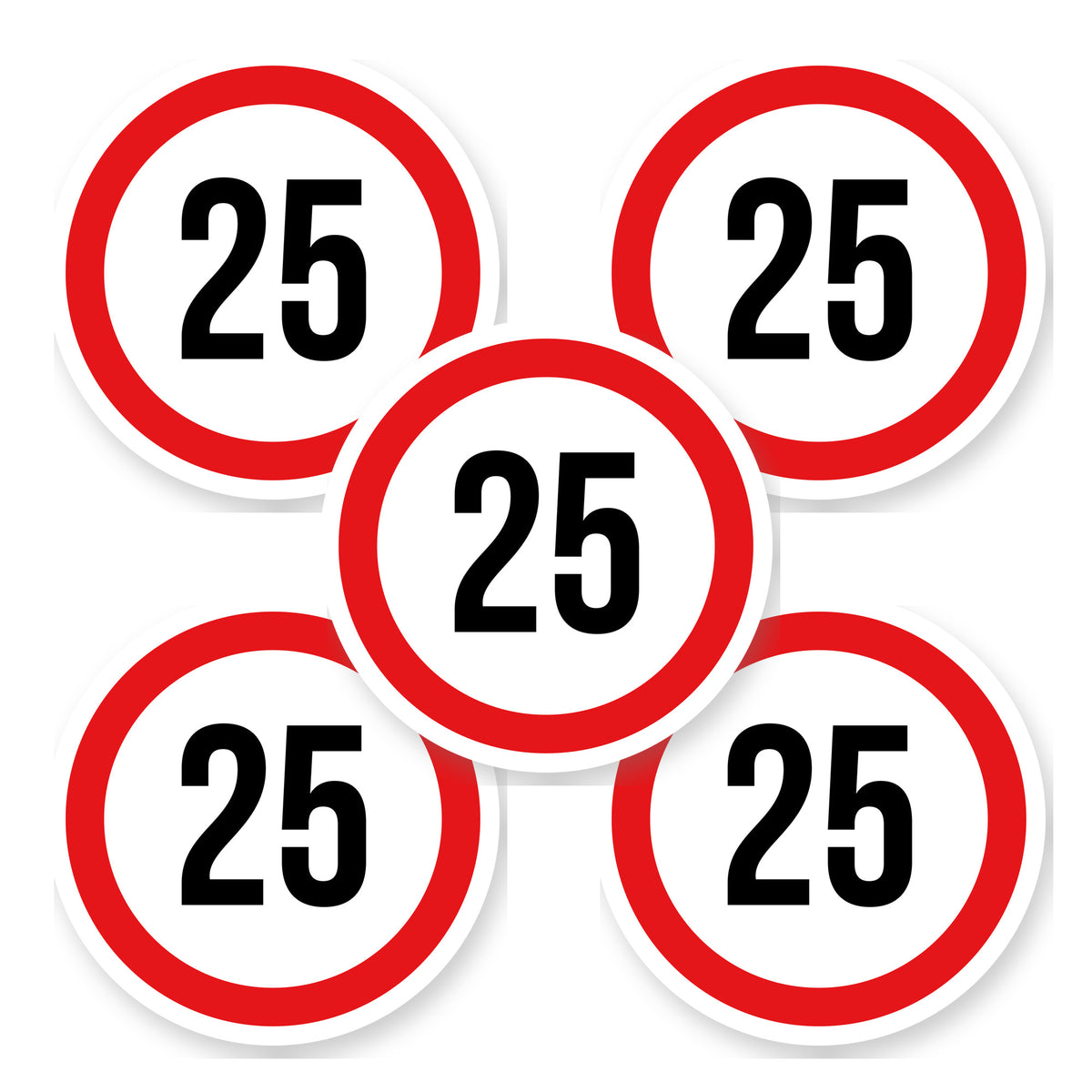 Max snelheid 25 sticker 20 cm | 5 stuks | Weersbestendig vinyl - set van 5 stickers