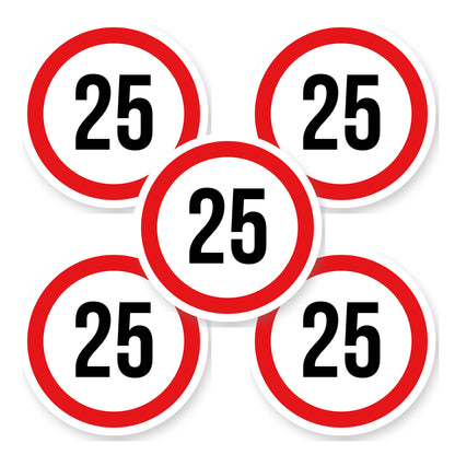 Max snelheid 25 sticker 20 cm | 5 stuks | Weersbestendig vinyl - set van 5 stickers