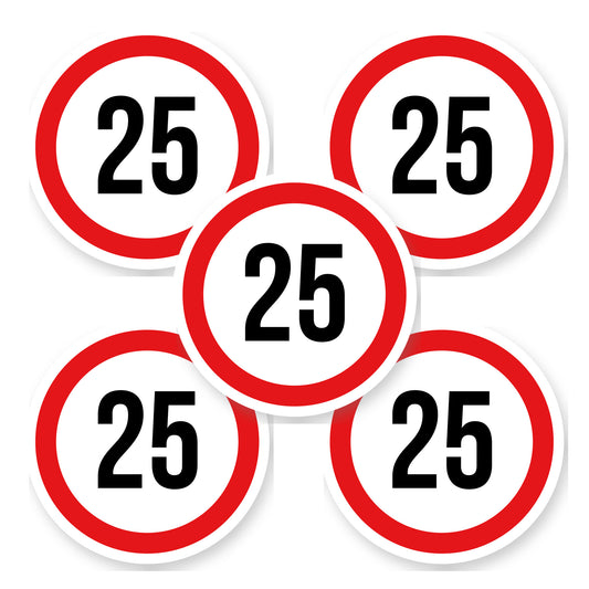 Max snelheid 25 sticker 20 cm | 5 stuks | Weersbestendig vinyl - set van 5 stickers