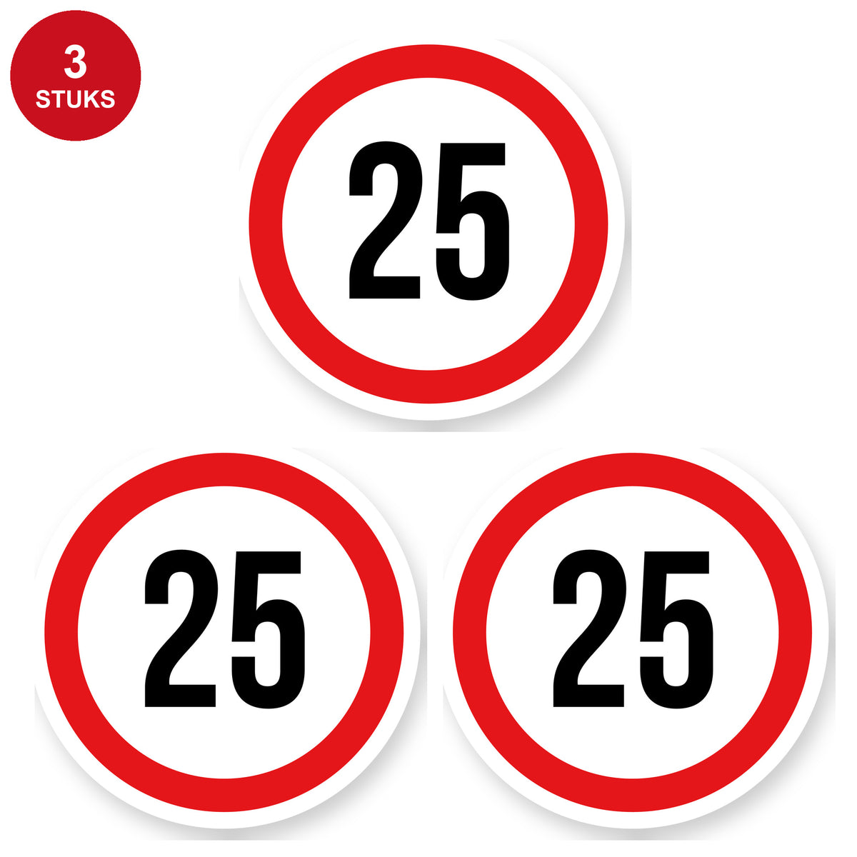 Max snelheid 25 sticker 30 cm | 3 stuks | Weersbestendig vinyl - 3 stuks