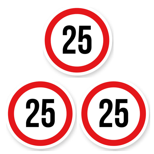 Max snelheid 25 sticker 30 cm | 3 stuks | Weersbestendig vinyl - set van 3 stickers