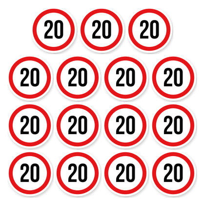 Max snelheid 20 sticker 5 cm | 15 stuks | Weersbestendig vinyl - set van 15 stickers